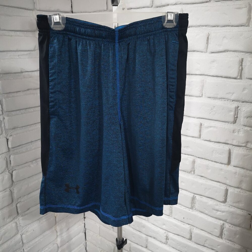 Under Armour Men's Size Medium Loose Fit Blue & Black Elastic & Tie Waist Shorts